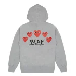 PLAY CDG Grey Multi Logo Zip up Hoodie