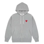 PLAY CDG Grey Multi Logo Zip up Hoodie - Image 2